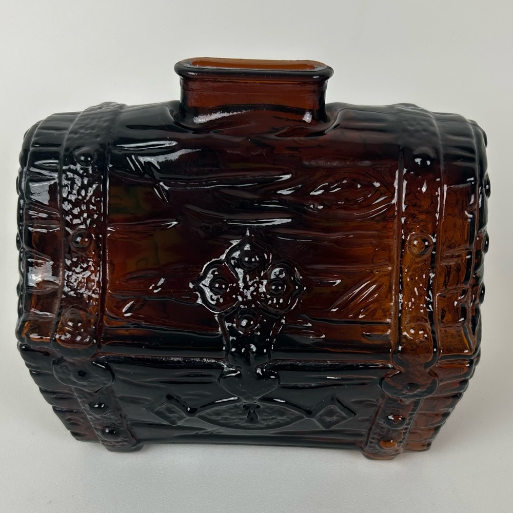 VTG "c.1950s" Anchor Hocking Dark Amber Glass Treasure Chest Bank